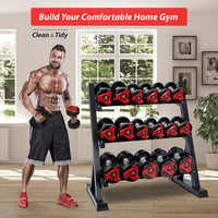 Thumbnail for Side view of 3-tier dumbbell rack