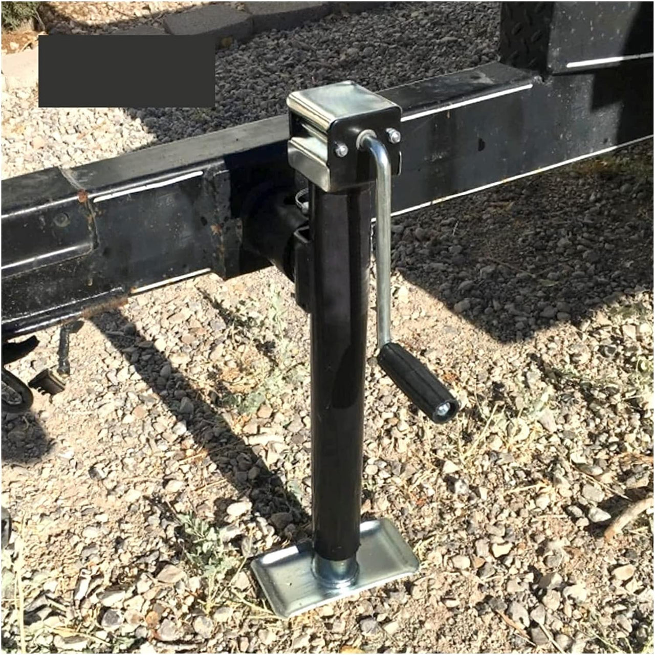 Trailer jack installed on boat trailer