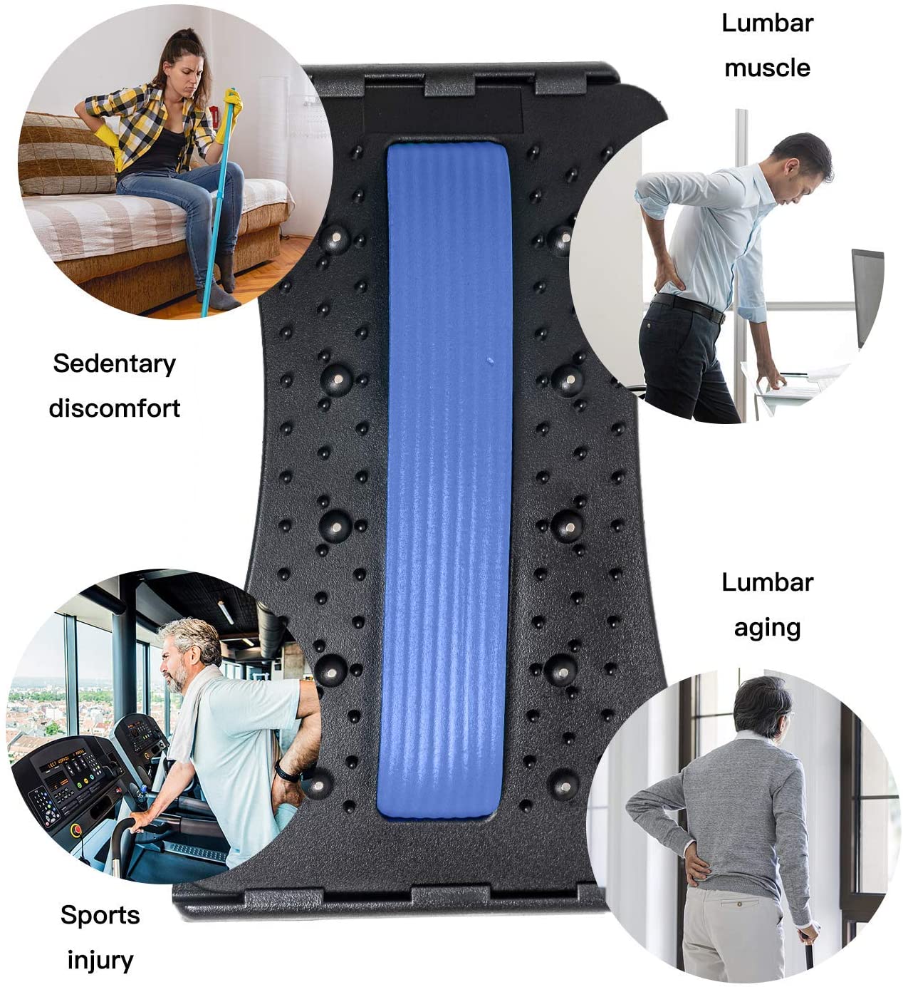 Back Spine Tractor,Lumbar Spine Back Support Stretch Waist Relax Mate Blue