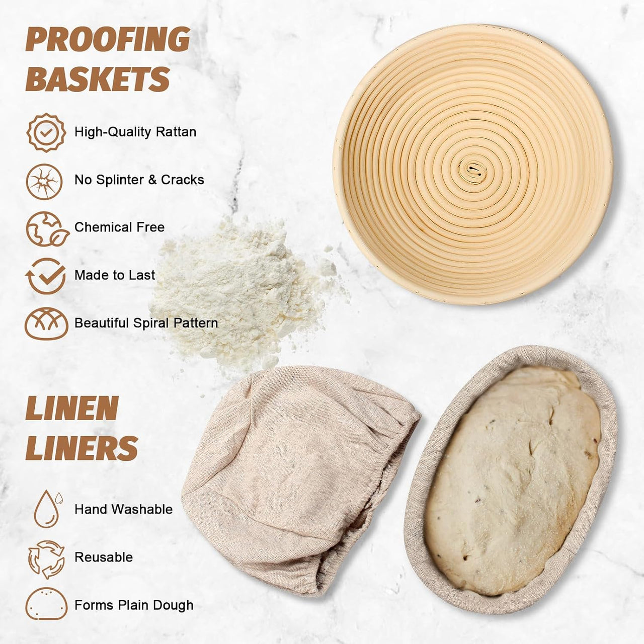 Bread Proofing Basket Set, Banneton Bowl