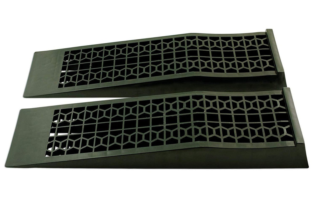 Low profile car ramps tyre stop ends detail