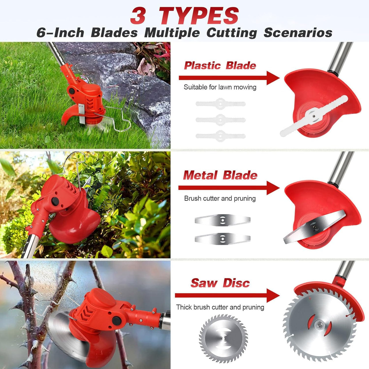Cordless Push Weed Eater and Grass Trimmer Lawn Mower