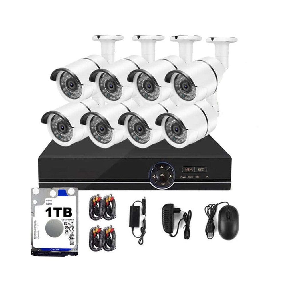 Security camera system 8 channel camera mounted outdoors