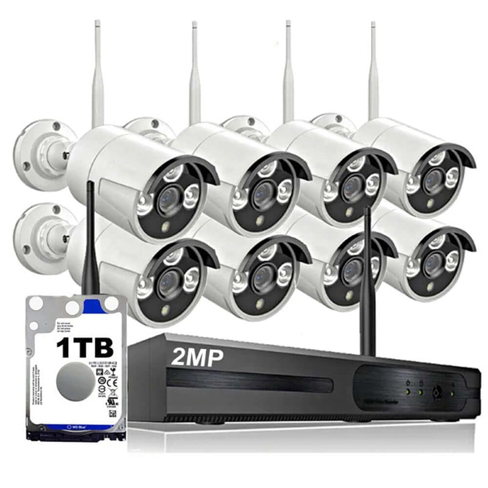 Wireless security cameras showing night vision