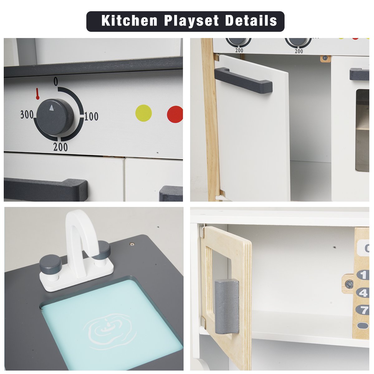 Wooden Play Kitchen Kids Kitchen Set Pretend Playset