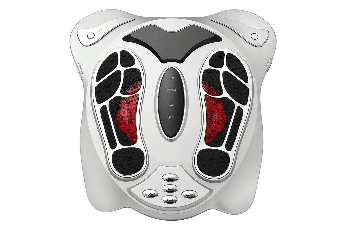 Foot massager showing electrode sticker placement