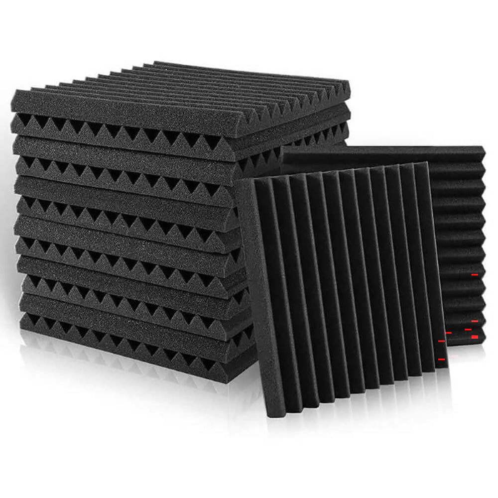Set of 10 black acoustic foam panels 30x30cm
