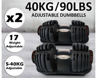 Thumbnail for Adjustable Dumbbells Pair 40KG Dial Weight Set for Home Gym