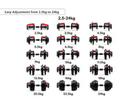Thumbnail for Adjustable dumbbells 24Kg Adjustable Weights Dumbbells - The Shopsite