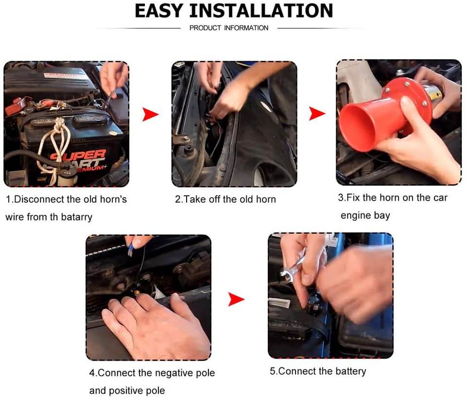 Car horn with included mounting hardware