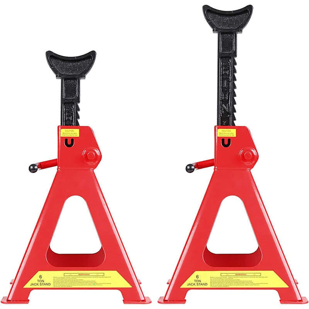 Axle stands placed on flat concrete surface