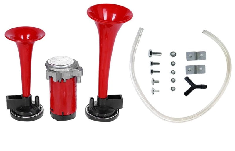 Dual Air Horn 12V with metal mounting bracket detail