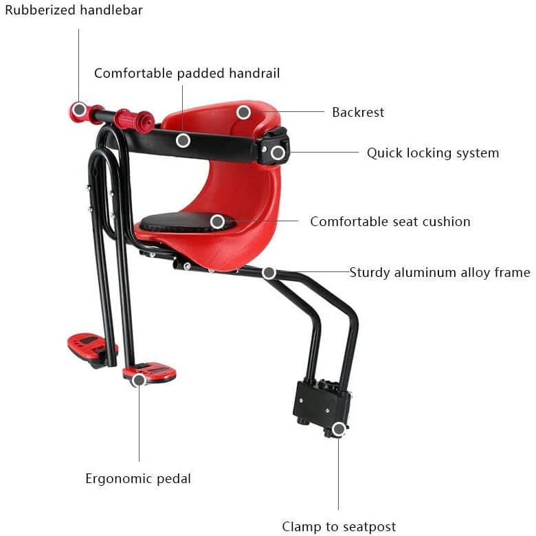 Baby Seat For Bike, Child Front Baby Seat Bike Carrier Red - The Shopsite