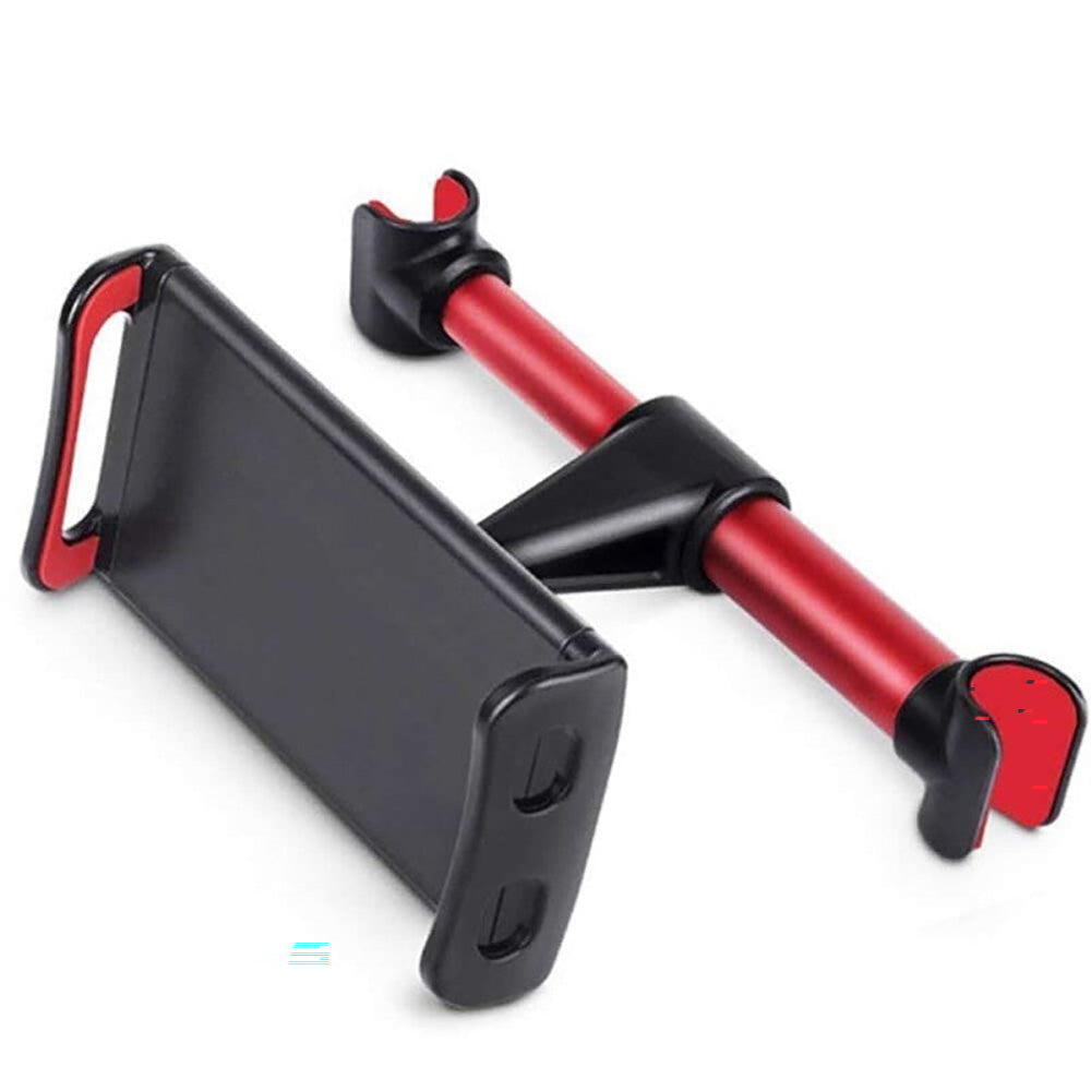 Front view of iPad car headrest mount holder attached to headrest