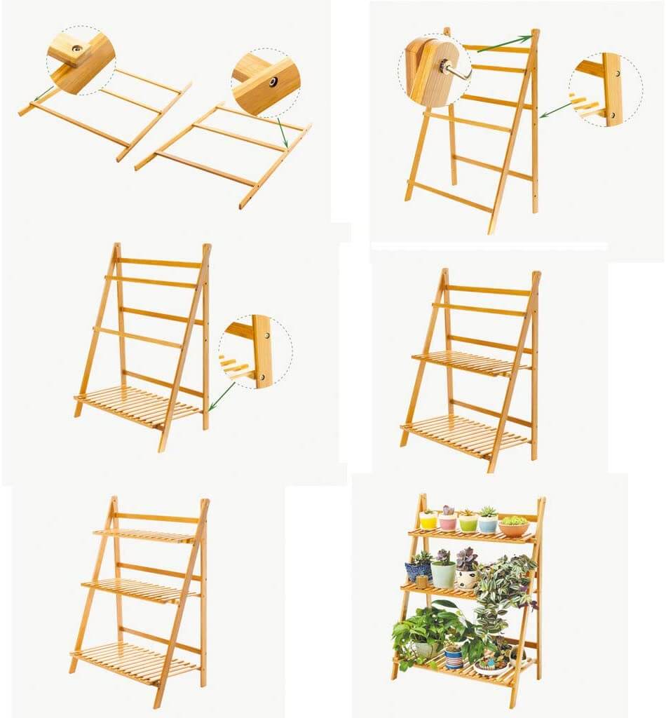 3 Tier Foldable Bamboo Deco Plant Rack - The Shopsite