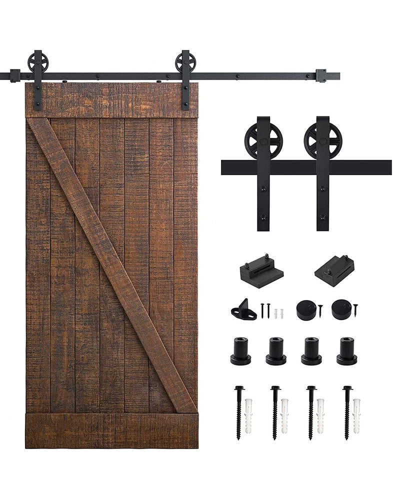 Black steel barn door hardware set