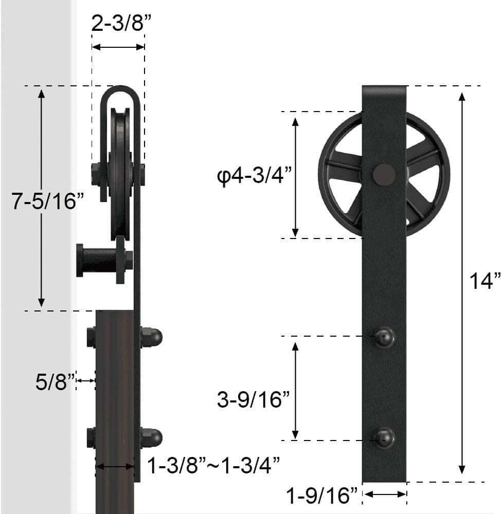 Barn Door Hardware I - Shaped Rollers Track Rail 2.5m - The Shopsite