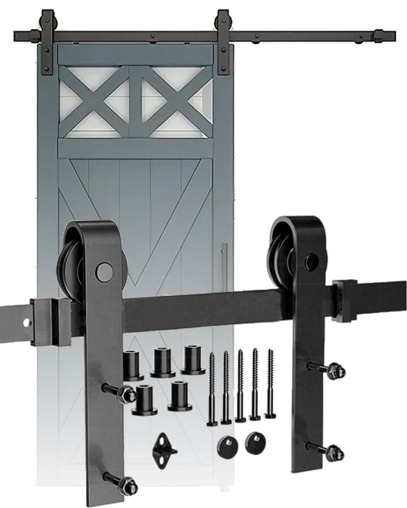 Barn door hardware 2m with plastic expansion tubes and bolts