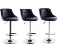 Thumbnail for Bar Stool Leather Black 3pcs
