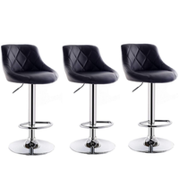 Thumbnail for Bar Stool Leather Black 3pcs height range from 57 to 80 cm
