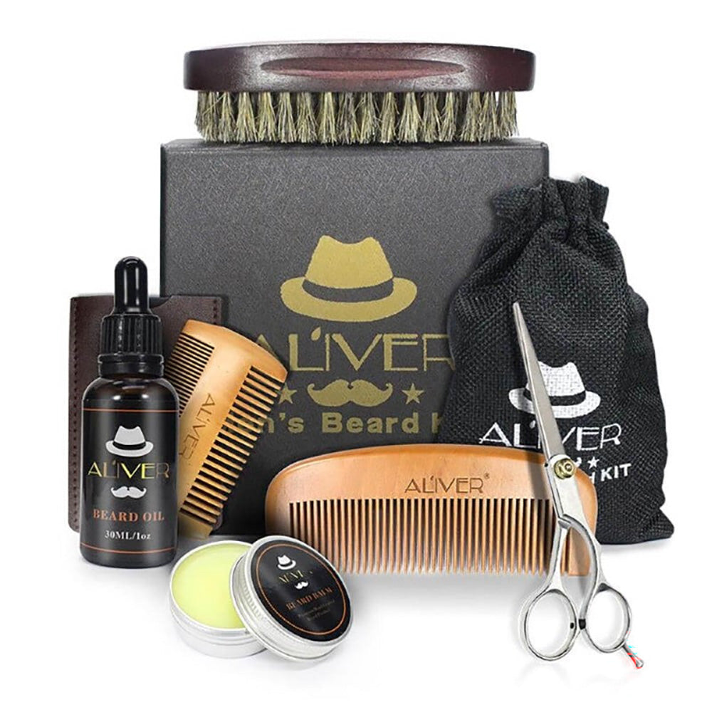 Beard grooming kit in travel pouch