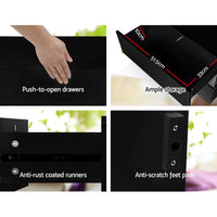 Thumbnail for Bedside Table 2 Drawers RGB LED Side Nightstand High Gloss Cabinet - The Shopsite