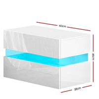 Thumbnail for Bedside Tables Drawers Rgb Led Light Side Table White - The Shopsite
