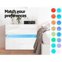 Thumbnail for Bedside Tables Drawers Rgb Led Light Side Table White - The Shopsite