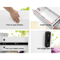 Thumbnail for Bedside Tables Drawers Rgb Led Light Side Table White - The Shopsite