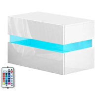 Thumbnail for Bedside Tables Drawers Rgb Led Light Side Table White - The Shopsite