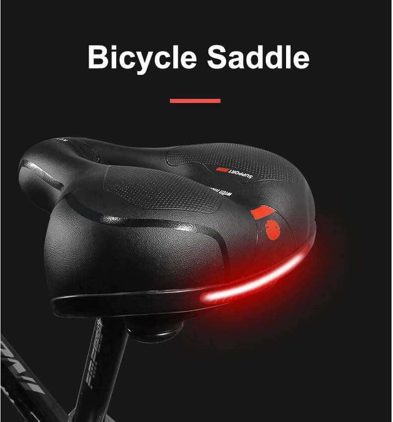 Bike saddle packaging with product details