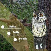 Thumbnail for Owl Bird Scarer Bird Horned Owl With Rotating Head-Vertical Great Owl Garden Decor