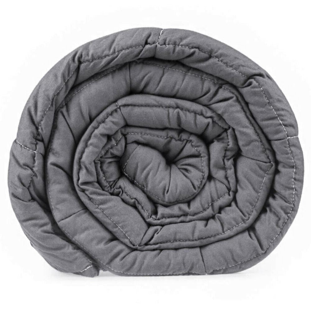 Dark grey weighted blanket folded