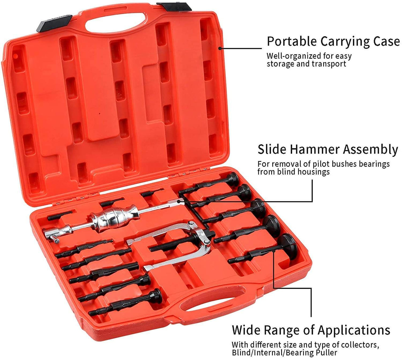 16Pcs Bearing Extractor Blind Hole Inner Internal Bushes Puller Set