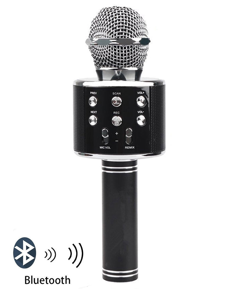 Microphone with built-in amplified speaker