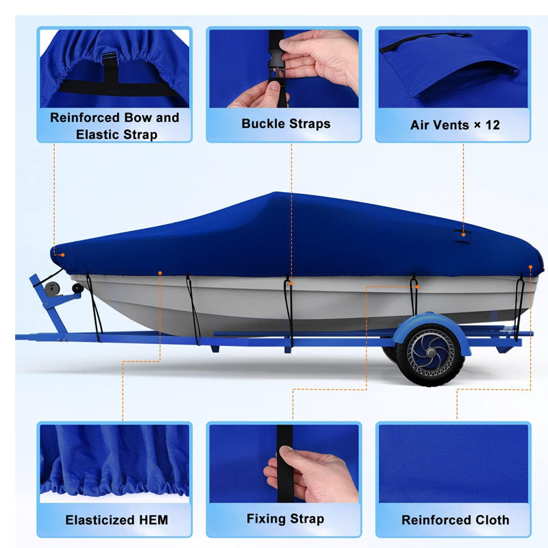 Boat Cover Trailerable  Heavy Duty Boat Cover Blue 16Ft to 18FT