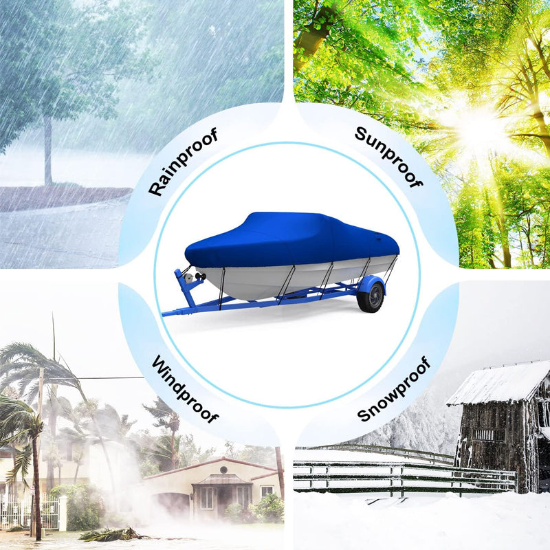 Boat Cover Trailerable  Heavy Duty Boat Cover Blue 16Ft to 18FT