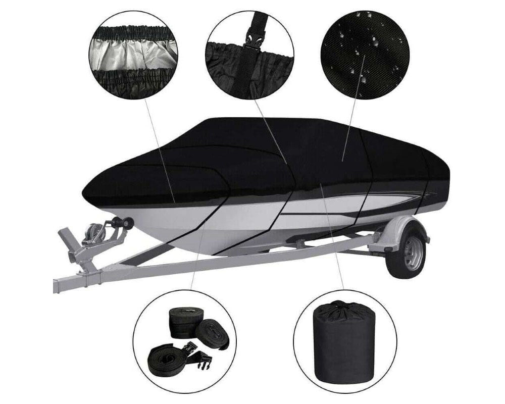 Trailerable Boat Cover 600D 16ft Black