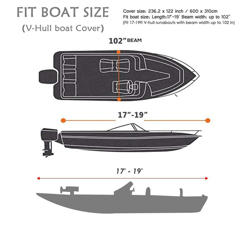 Boat Cover Trailerable  Heavy Duty Boat Cover Silver 16Ft to 18FT