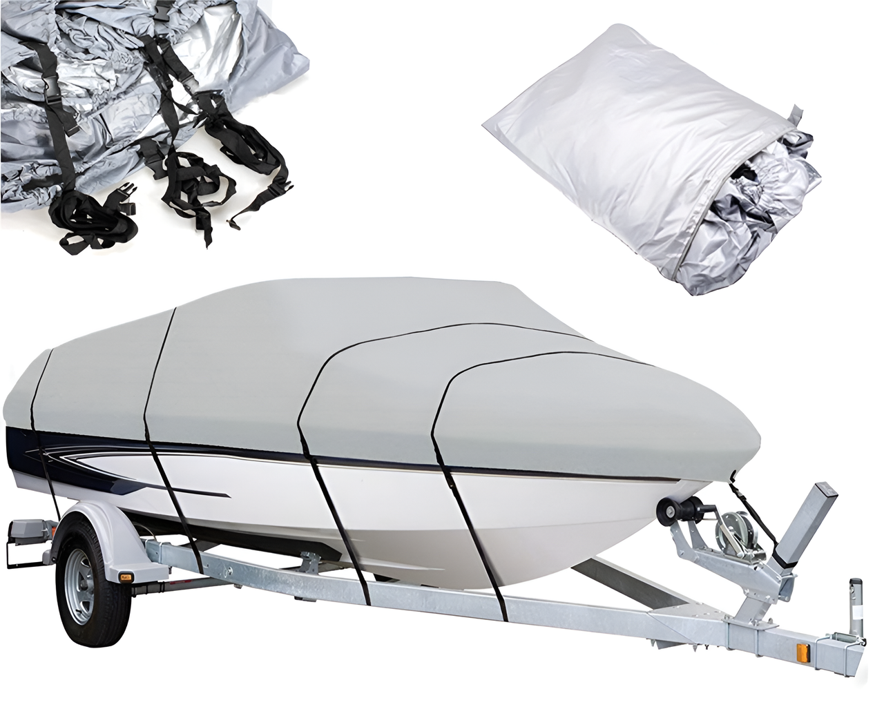 Boat Cover Trailerable Heavy Duty Boat Cover Silver 17Ft to 19FT