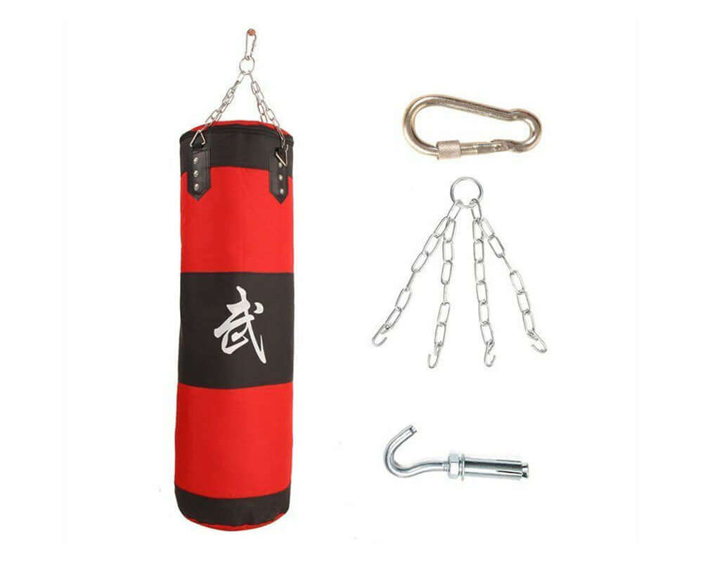 Boxing sandbag used in karate training gym