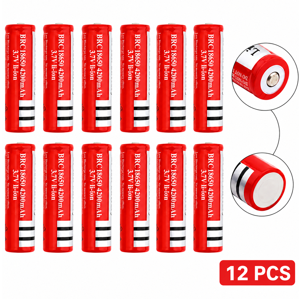 18650 Rechargeable Battery 12Pcs