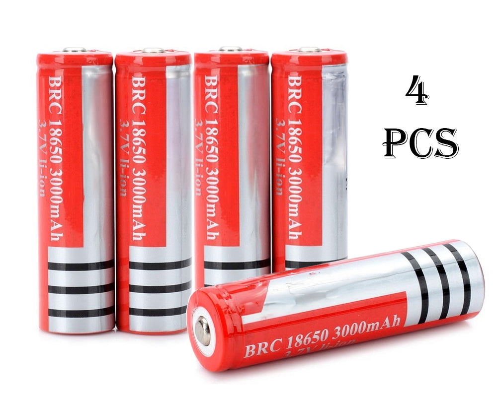 Four 18650 rechargeable batteries arranged