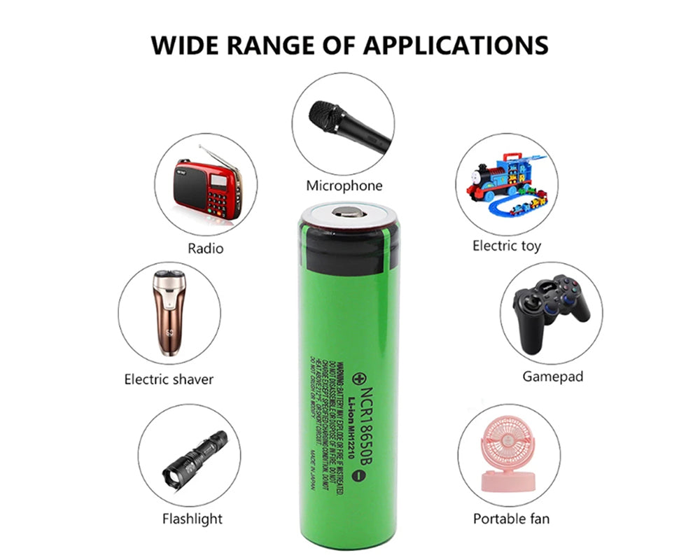 18650 Battery Rechargeable NCR18650B 12PCS