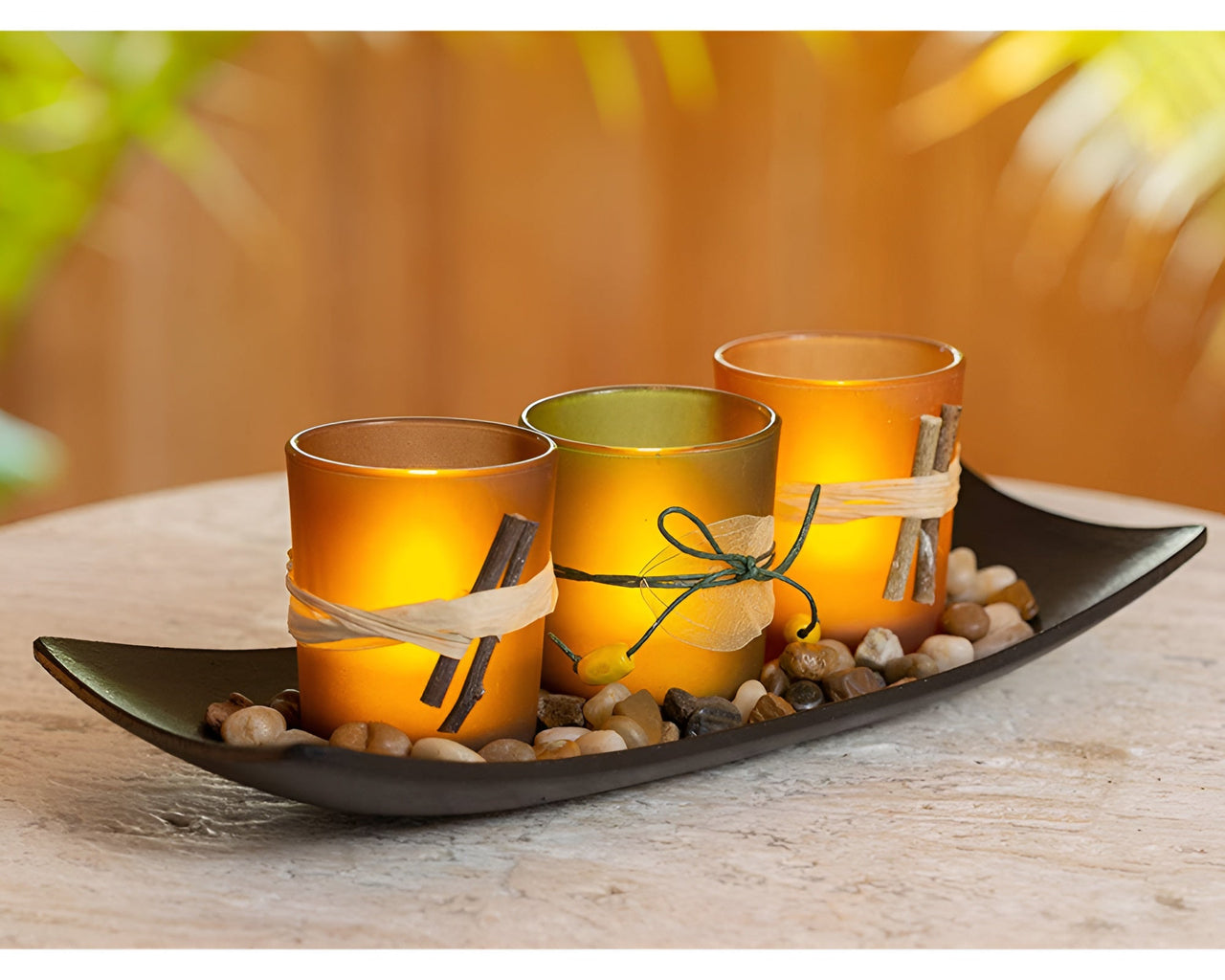 Candle holder plate set with mini flower vase use