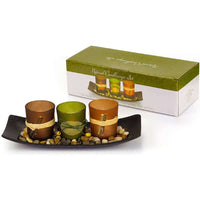 Thumbnail for Candle holder plate set with three frosted glass holders