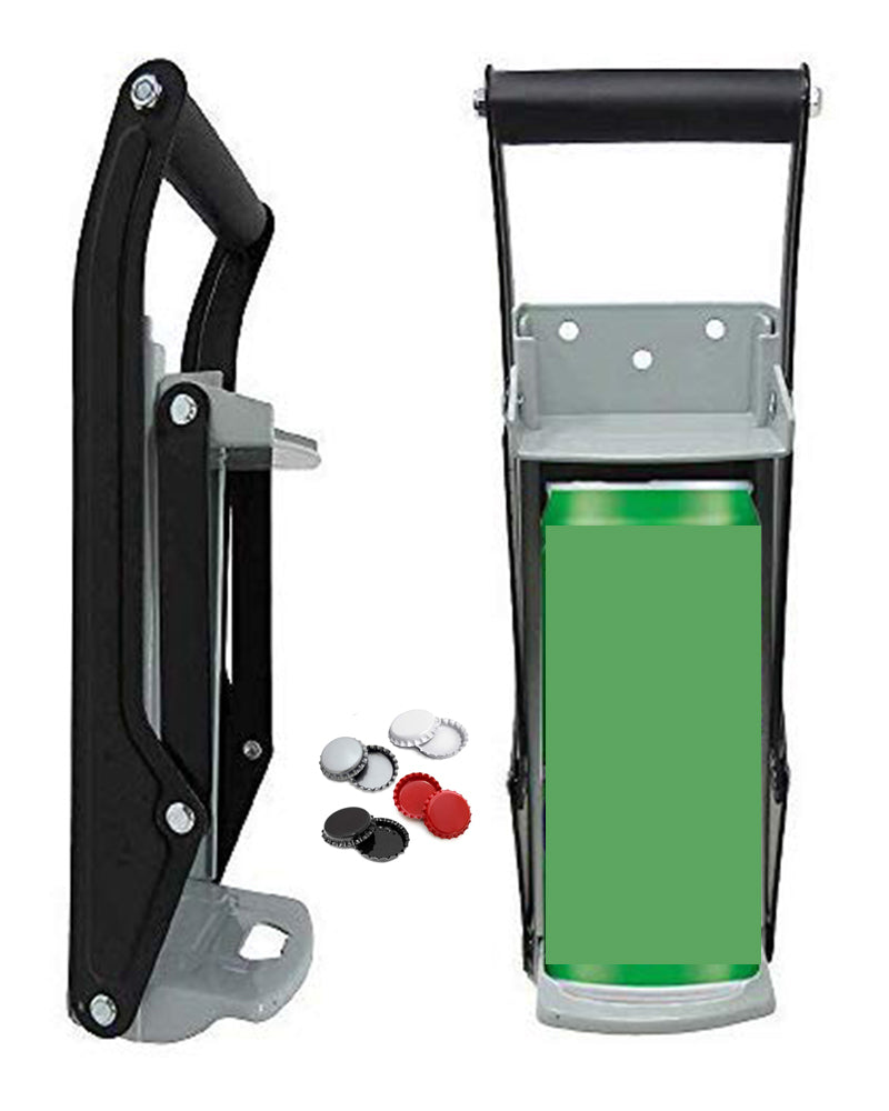 Close-up of can crusher bottle opener feature