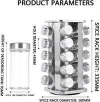 Thumbnail for Spice Rack Stand Carousel Rotating Glass Round 20 Jars