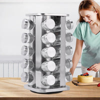 Thumbnail for Spice Rack Stand Carousel Rotating Glass Round 20 Jars