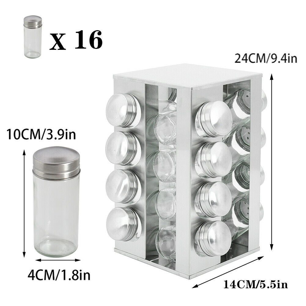 Spice Rack Stand Carousel Rotating Spice Rack Stand Glass 16 Jars